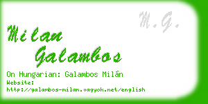 milan galambos business card